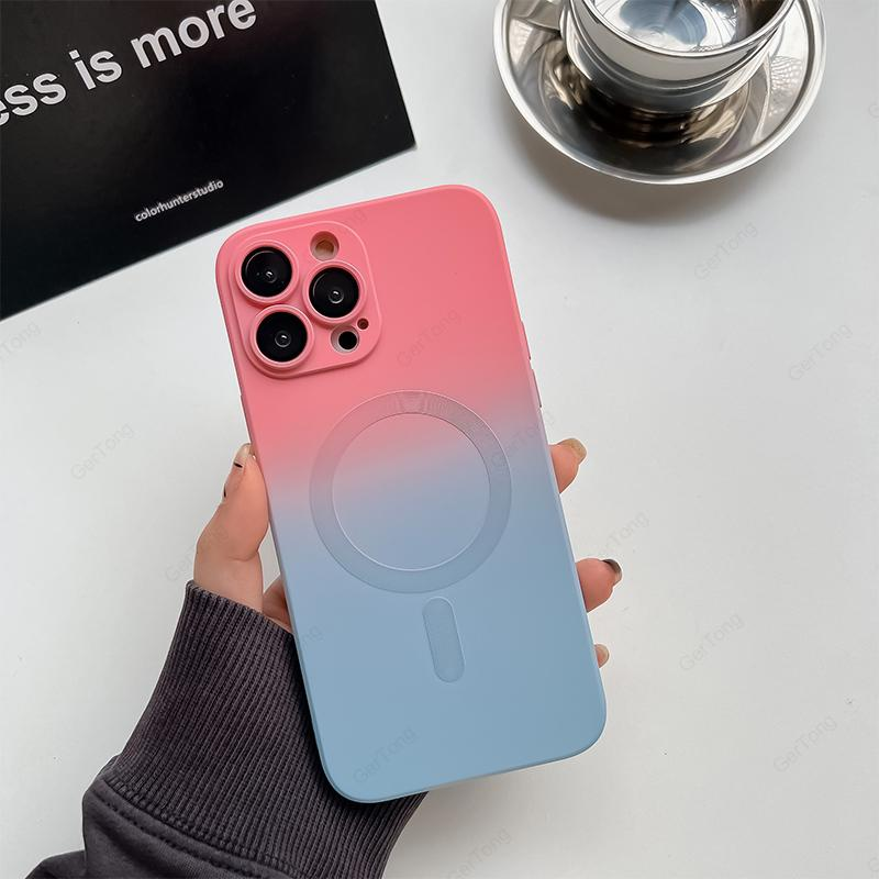 Luxury Gradient Case For iPhone 14 Pro Max Protective Fundas For iphone 14 13 12 Pro Max Plus Soft silicone Magnetic Back Cover_voghion.com