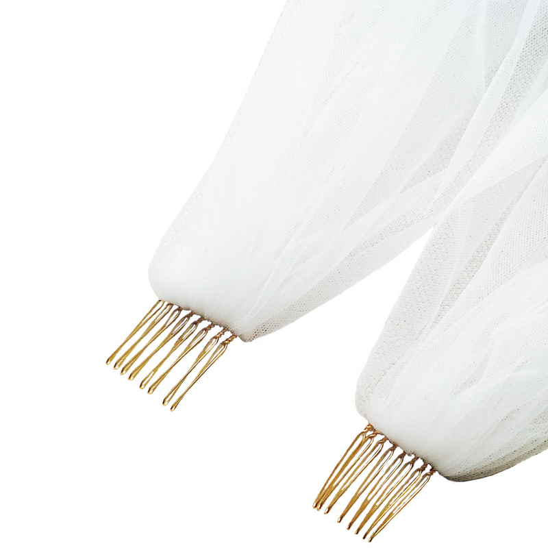 nouveau voile de mariée à double peigne longue traînante robe de mariée de voyage de mariage d'église coiffe en fil doux en gros_voghion.com