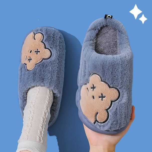 Ciabatte invernali unisex – Scarpe da interno con fodera in peluche e suola antiscivolo (disegno a forma di orso, apertura posteriore/chiusa, taglie dalla 24 alla 45)_voghion.com