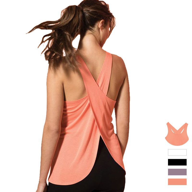 2024 Yoga Clothing European And American Cross-Back Blouse Running Fiess Top Women's Sleeveless Sports Vest_voghion.com