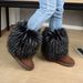 New Long Haired Boots For Women's Winter Hot Girls, Fashionable Thick Soled Midsole Boots, Imitation Fur Snow Boots_voghion.com