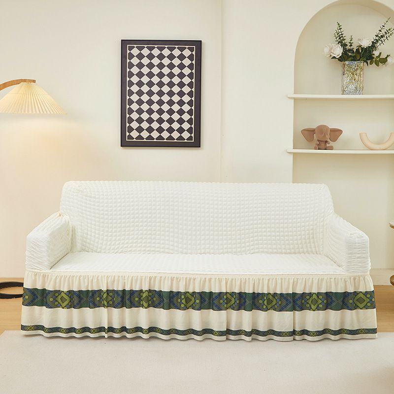 Premium Bubble-Skirt Sofa Cover Set, Stretchable Full Coverage For 3-Seater Couches, Anti-Slip & Wrinkle-Resistant, All-Season Protection_voghion.com