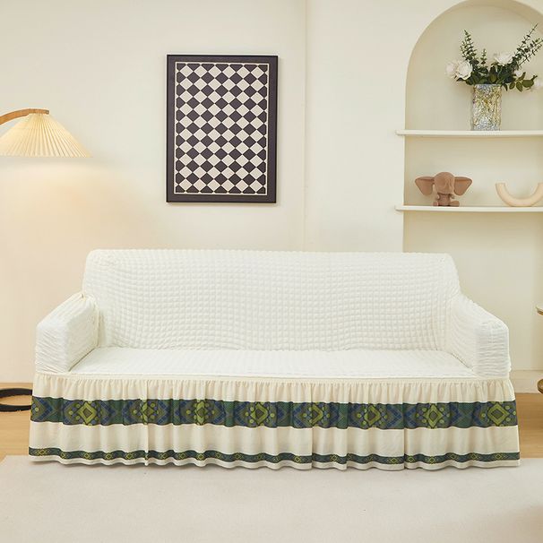 Premium Bubble-Skirt Sofa Cover Set, Stretchable Full Coverage For 3-Seater Couches, Anti-Slip & Wrinkle-Resistant, All-Season Protection_voghion.com
