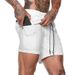 Neue doppellagige Shorts in Volltonfarbe für übergroße Fitness- und Sporttrainingshosen für Herren, lässige Jogginghosen für den Sommer_voghion.com