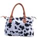 Street Ladies Weekend Travel Bag Furry Cow Leopard Print Short Distance Travel Bag_voghion.com