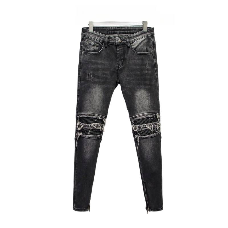 Men's Jeans Nine-point Pants Slim Double Zipper Stretch Casual Pants Long_voghion.com