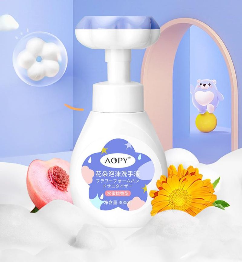 Săpun de mâini cu spumă florală pentru îngrijirea pielii, 300g, capacitate mare, cu bule de împingere, ușor de curățat, pachet familial, săpun de mâini_voghion.com