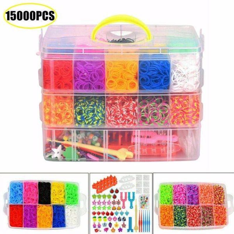 15000Pcs Kit Box+ Rubber Loom Bands Children Mult-color Make Woven Bracelet_voghion.com