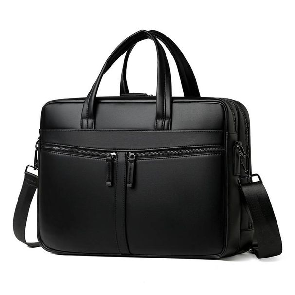 Valigetta professionale da lavoro a 3 strati resistente all'acqua per laptop da 16 pollici - Grande capacità, elegante pelle PU con fodera in poliestere_voghion.com