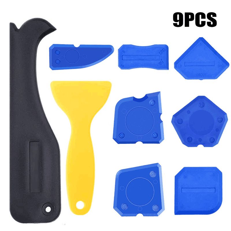 Professional 9-Piece Silicone Caulking Tool Kit – Tile Grout Scraper, Glass Scraper, And Sealing Applicator Set For DIY & Professional Use​_voghion.com
