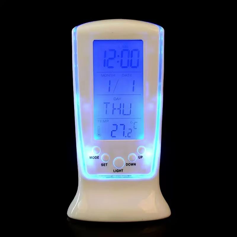 Réveil électronique avec musique et affichage de la température, réveil idéal pour les paresseux, réveil LED multifonctionnel avec veilleuse, un cadeau parfait_voghion.com