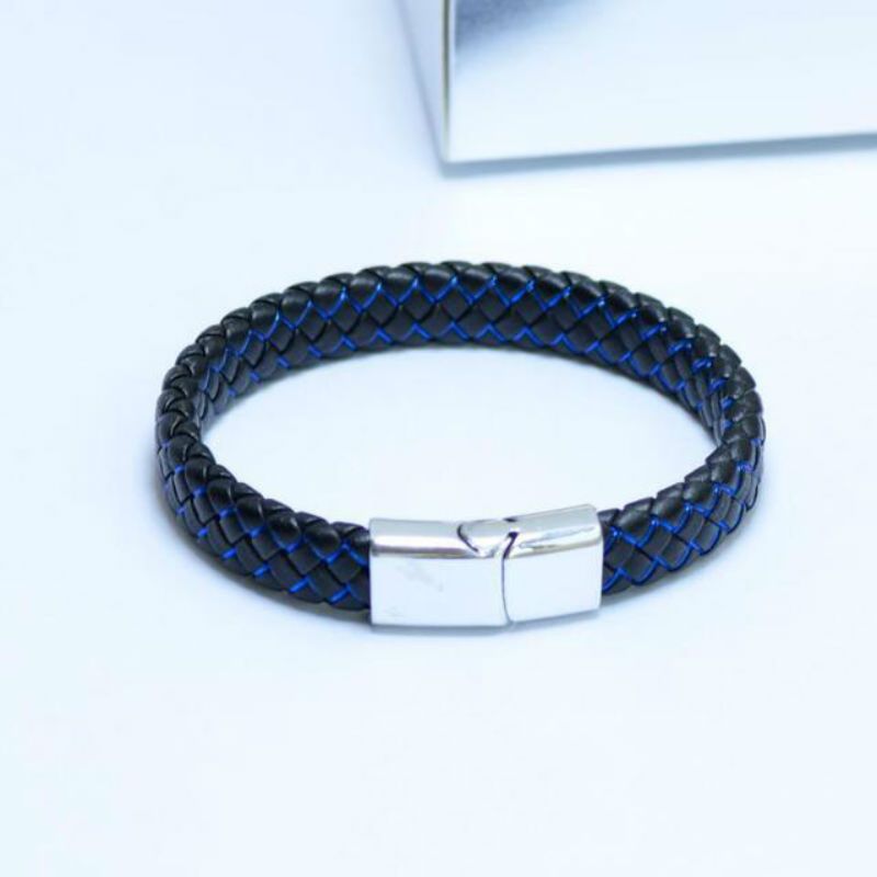 Nieuwe trend sieraden plat geweven lederen armband magneet gesp lederen armband armband sieraden_voghion.com