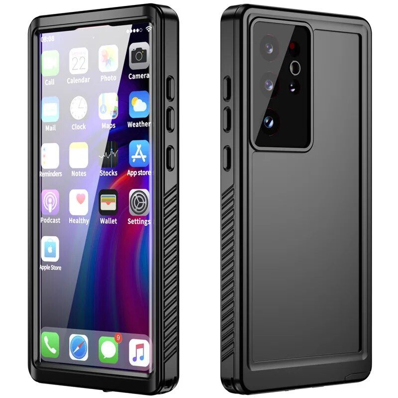 Carcasă impermeabilă IP68 pentru Samsung Galaxy S22 Ultra, complet etanșă, rezistentă la șocuri, transparentă, pentru_voghion.com