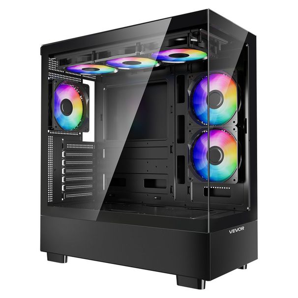 Mid-Tower ATX PC-Gaming-Gehäuse Computergehäuse mit 6 x 120 mm PWM ARGB-Lüftern_voghion.com