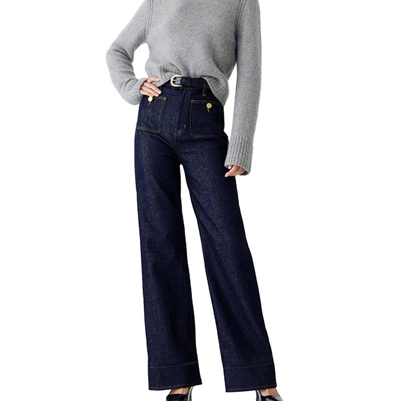 ​​High-Waisted Flared Jeans – Weite Jeans mit lockerer Passform für Damen (Dunkelblau/Hellblau/Dunkelgrau, S-XL)​​_voghion.com