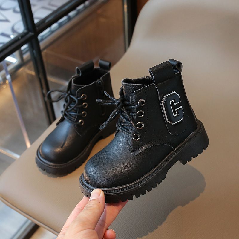 Children's 2025 Autumn New British Style Single Fashion Kids Alphabet Girls Boys Short Boots_voghion.com