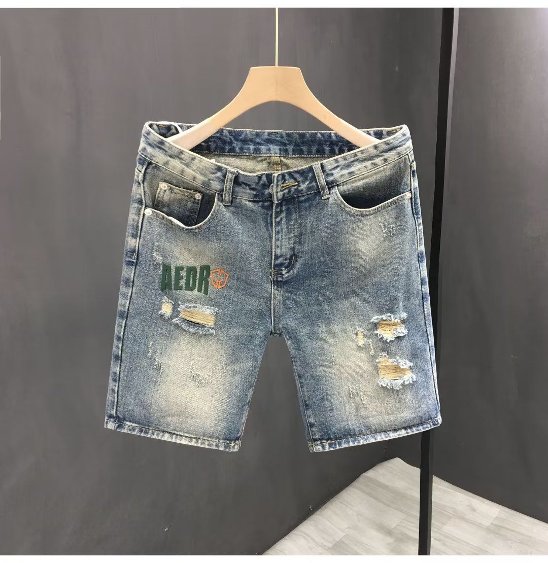 Męska odzież robocza luźne proste spodenki jeansowe męskie japońskie retro modne spodenki marki letnie nowe spodnie o średniej długości_voghion.com