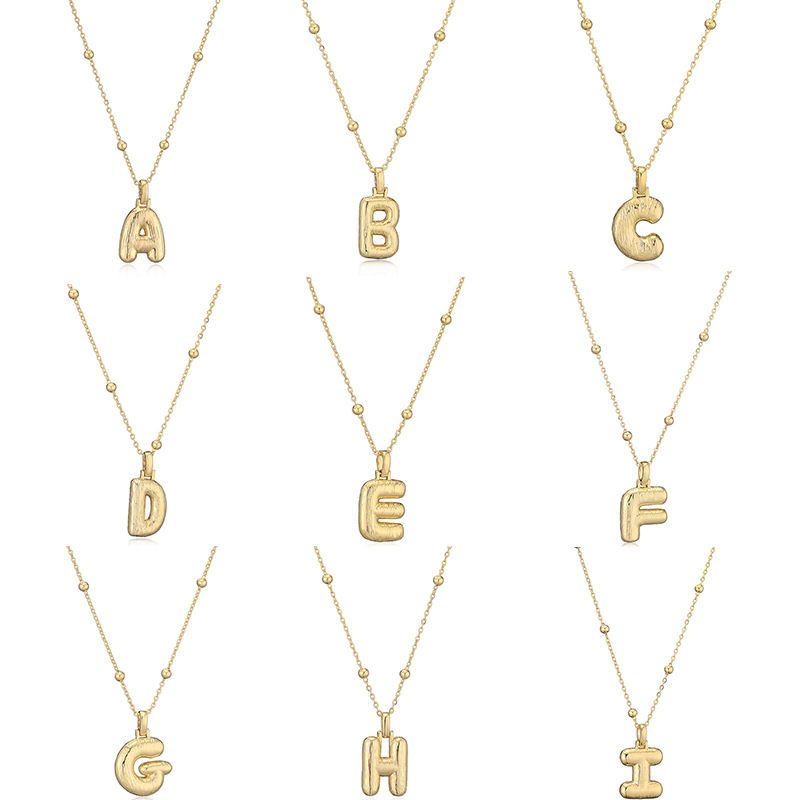 Schmuck Ballon glänzend Buchstaben Halskette einfache mollig englische Buchstaben Schlüsselbein Kette_voghion.com