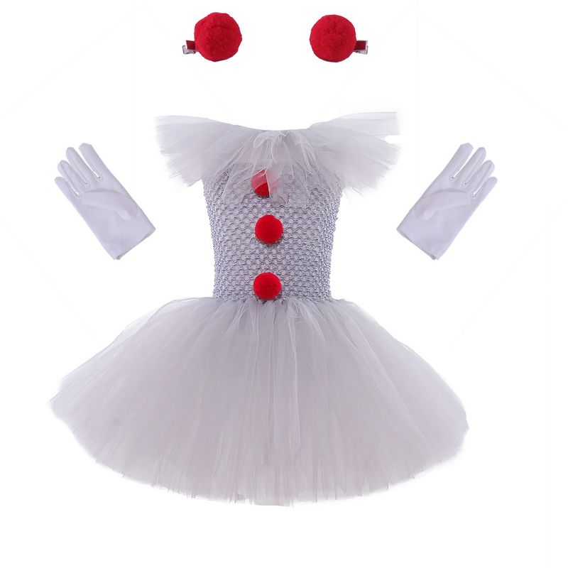 Clown girl dress children's mesh princess dress suit children's Halloween performance costume_voghion.com