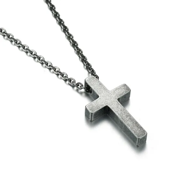 Ventes chaudes Vnox Classic Blank Cross Colliers Prière Christ Acier Inoxydable Hommes Femmes Religion Bijoux Porte-Bonheur Chaîne 20"_voghion.com