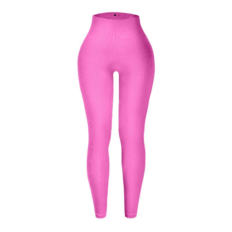 High-Waisted Ribbed Yoga Pants For Women - Stretchy Tummy Control Workout Leggings - Seamless Gym Running Tights In Black_voghion.com
