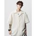 Herrenbekleidung Sommer Neue Herren Retro Textur Kubanischer Kragen Hemd Kurzarmhemd Eisseide Große Größe Trendy Tops Herren_voghion.com