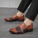 Foreign Trade Double Buckle Large Crocodile Pattern 38-48 Size European And American Trend Slip-On Casual Monk Strap_voghion.com