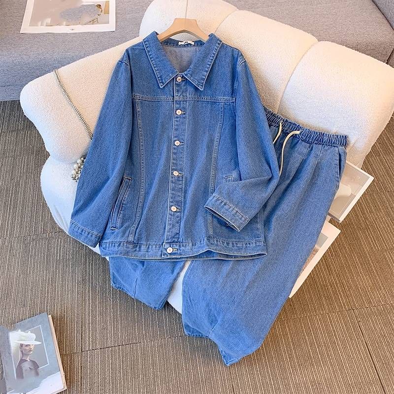 Odzież damska Casual Denim Dwuczęściowy garnitur_voghion.com