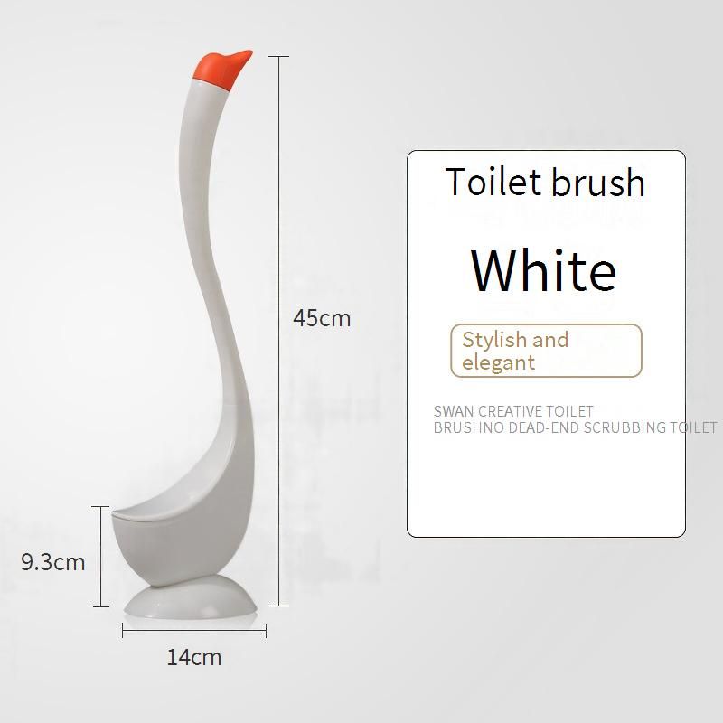 Swan-Shaped Toilet Brush Set - Long Handle 360° Cleaning Brush With Stand Non-Scratch Bristles & Elegant Bathroom Decor (Ergonomic Design)​​_voghion.com