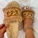 Pantufas femininas de lã com sola grossa e detalhe de corrente de metal - Sapatos confortáveis de algodão para ambientes internos/externos, tamanho grande_voghion.com