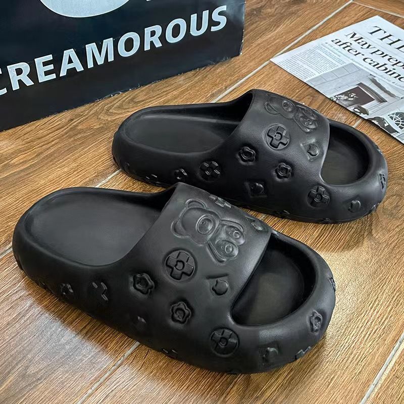 Cute Bear Girl Slippers Summer Ins Style Thick Bottom Home Outerwear Street Casual Stepping Shit Feeling Couple Shoes_voghion.com
