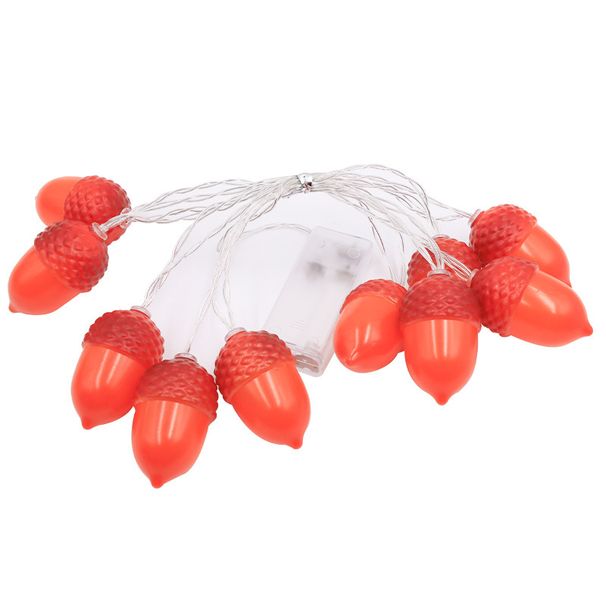 Festliche LED-Lichterkette mit Tannenzapfen und Beeren – 2 m, 10 LEDs, batteriebetrieben, Weihnachtsdekoration mit realistischen Tannennadeln und roten Beeren_voghion.com