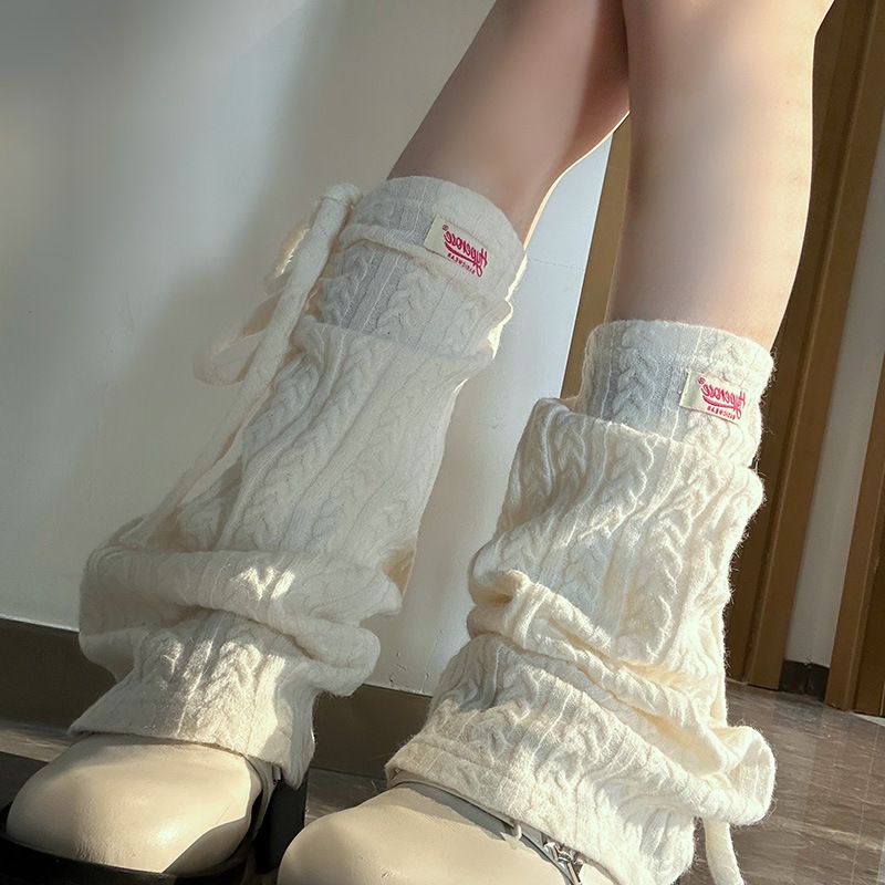 Șosete bej Spicy Girl cu imprimeu inimă și barete, apărători de picior, tub central pentru studenți, huse drăguțe pentru șosete, pentru femei_voghion.com