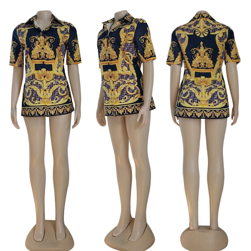 Damenbekleidung, modisches, lässiges, bedrucktes Kurzarm-Pendlershirt_voghion.com