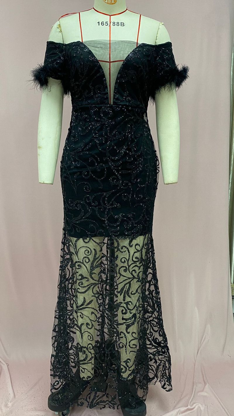 Women's One Shoulder Sequin Slim Hip Mermaid Evening Dress_voghion.com