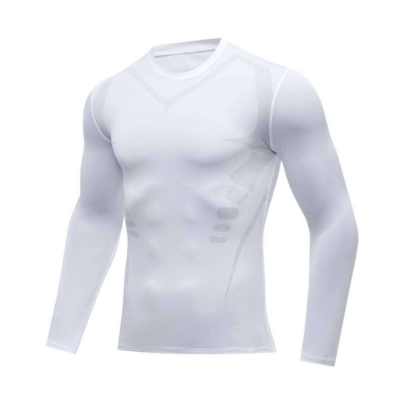 Men's American-style Long-sleeve Compression Top - Autumn Fitness/basketball Wear, Quick-dry, Breathable, Printed Mesh Base Layer For Track And Field_voghion.com