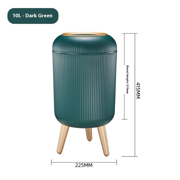 Ahşap Kapaklı Yuvarlak Basmalı Çöp Kovası - Mutfak, Banyo ve Ofis İçin 10 L Plastik Atık Kutusu, Koku Geçirmez ve Sessiz Pedal, Modern Ev Dekorasyonu_voghion.com