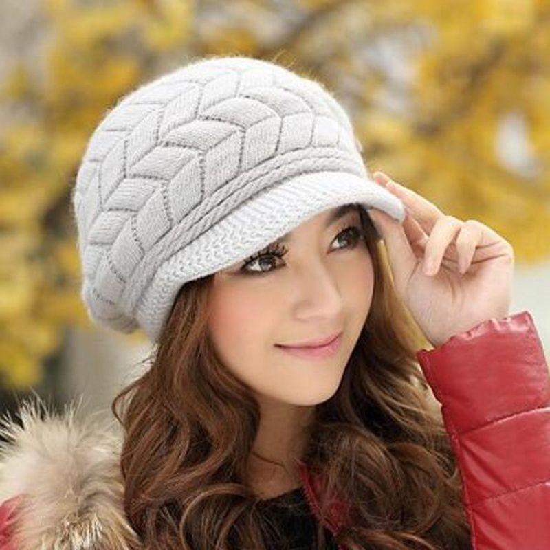 Hot Sale Fashion Warm Winter Women Beret Braided Baggy Knit Crochet Beanie Hat Ski Cap_voghion.com