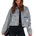 Korte spijkerjas voor dames met parelkralen, sterborduursel en distressed details - Casual Boho Chic jas voor de lente_voghion.com