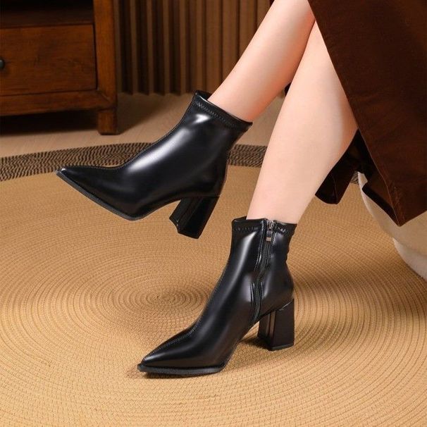 Per le donne con punta a punta, autunno inverno, nuovi stivali corti alla moda, eleganti e alla moda, con tacco alto, da sera, quest'anno_voghion.com