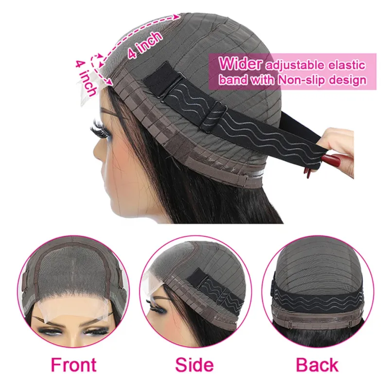 Brezlepna lasulja Wear Go Wig, valovita kratka paž lasulja, človeški lasje HD, prozorna čipkasta frontalka, Isee naravna barva, 180 % gostota_voghion.com