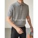 Herrenbekleidung Hemd Revers Kurzarm Strickpullover Twist Business Slim Ice Silk Tide T-Shirt_voghion.com