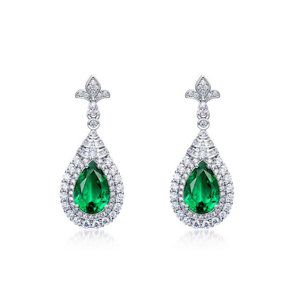 S925 Silber Zucht Smaragd Ohrringe Für Frauen Voll Intarsien Mit Edelsteinen Retro Edlen Stil_voghion.com