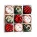 8 cm Kunststoff-Ornament-Set – 9-teiliges dekoratives Geschenkbox-Set für Feiertage und Partys (Rot/Grün/Champagner/Blau)_voghion.com