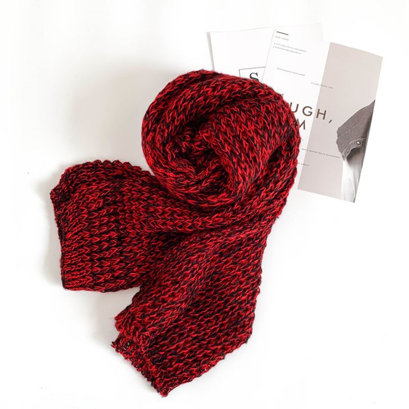 Women's Scarves mohair thickened thick wool red knitted scarf for men and women couples_voghion.com