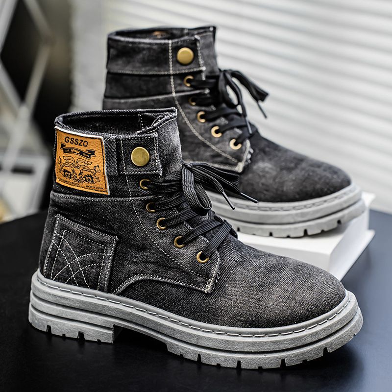 Best-selling Plus-size Men's Shoes, New Mid-top Shoes, Denim Casual And Versatile Work Shoes, Boots_voghion.com