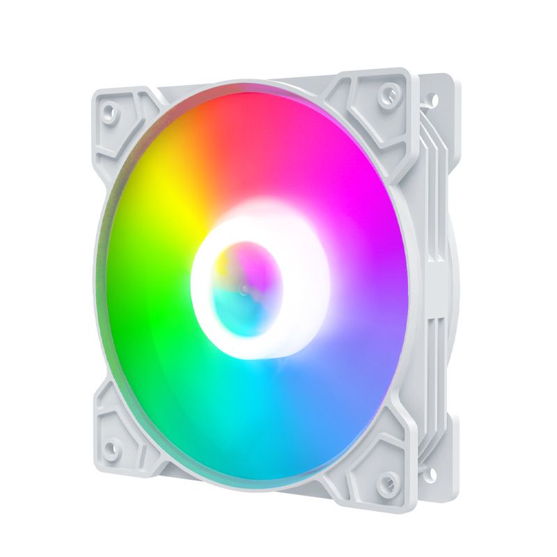 Ventilador de caja de 12 cm para computadora de escritorio 122025, silencioso, con LED blanco arcoíris._voghion.com