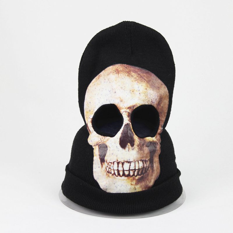 Classic Halloween knitted horror skull cap ghost mask cosplay spoof woolen hat_voghion.com