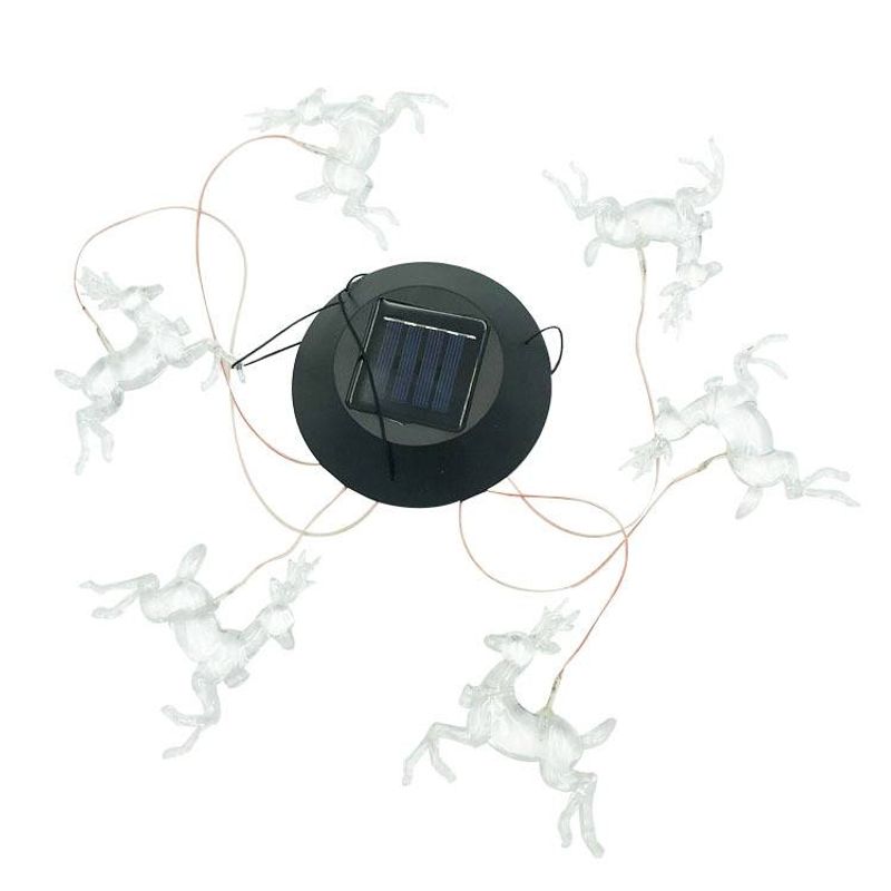 Kerstwindgong met zonne-energie in de vorm van een hert – LED-decoratie voor buiten met 7 kleurveranderingsstanden, waterdicht (DC-2635, zwart/rode behuizing)_voghion.com