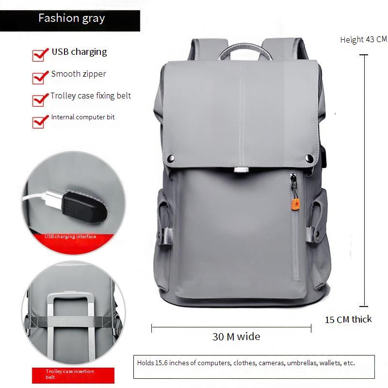 Zaino premium da uomo con porta USB, zaino per laptop di grande capacità per viaggi, lavoro e spostamenti, tessuto Oxford resistente all'acqua, design ergonomico_voghion.com